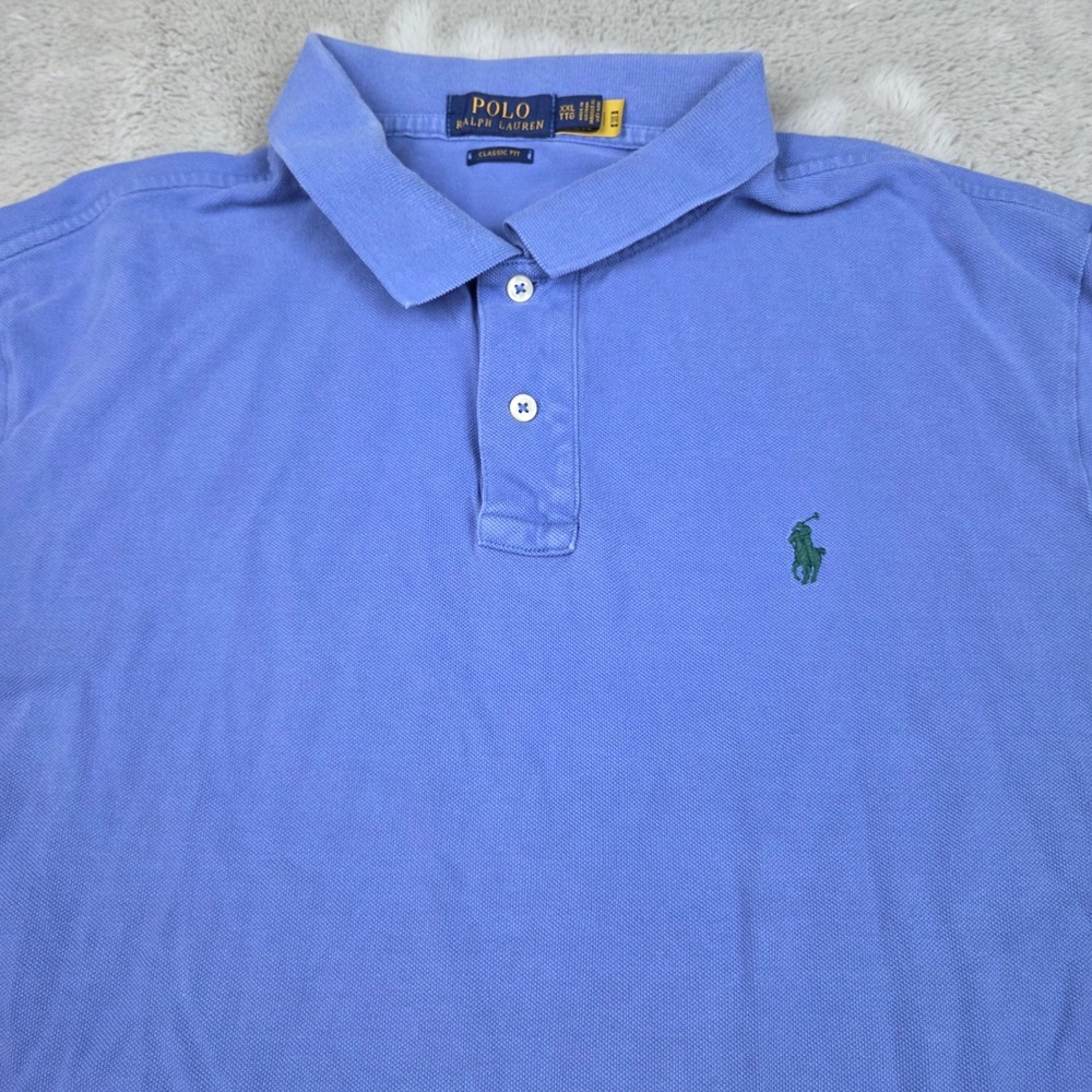 Polo Ralph Lauren Polo Shirt Mens XXL Classic Fit Short Sleeve Pique Blue Cotton